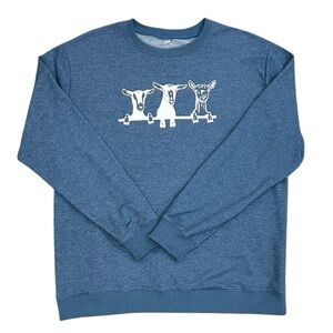 Funny Goat Sweatshirt in Heather Blue Size XL